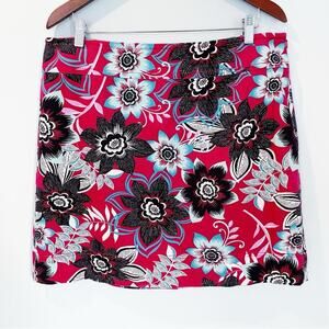 Talbots Floral Print Pencil Skirt Pink Black Size 16 EUC